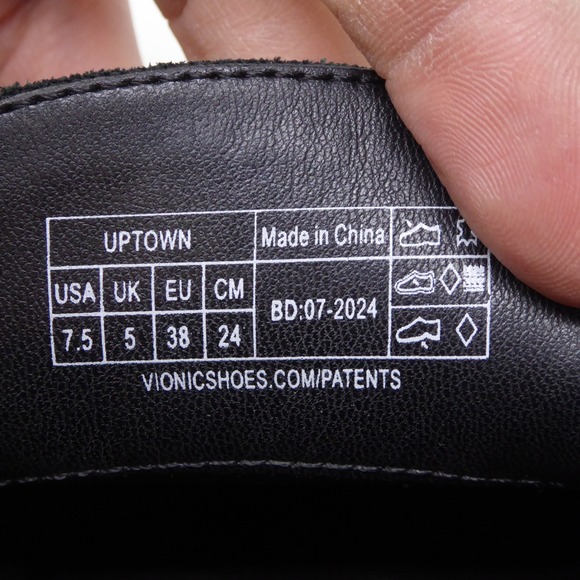 Vionic Womens Uptown Loafers Black Leather Slip On Orthotic Shoes Size 7.5